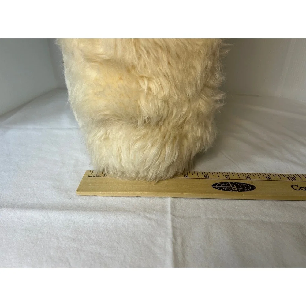 Vintage Plush Throw Pillow Cream Brown‎ Snowflake Shaggy Faux Fur Accent Pillow